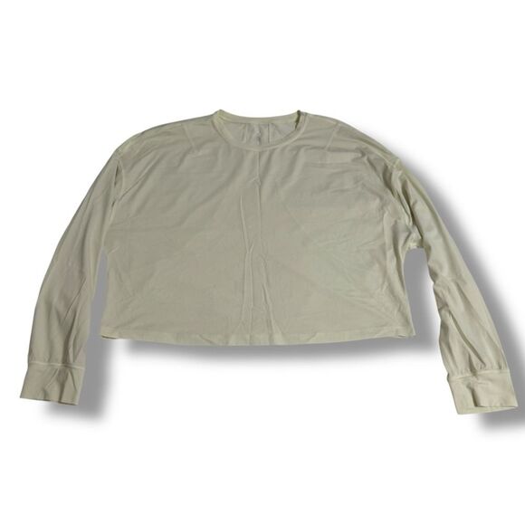 Lululemon Boxy Crop Long Sleeve Pastel Neon Yellow Women’s Size 8 (Relaxed Fit) - Picture 2 of 11